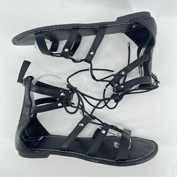 Route 66 Women’s Black Faux Leather Strappy Lace Up Gladiator Sandals Size 8 - Picture 7 of 12